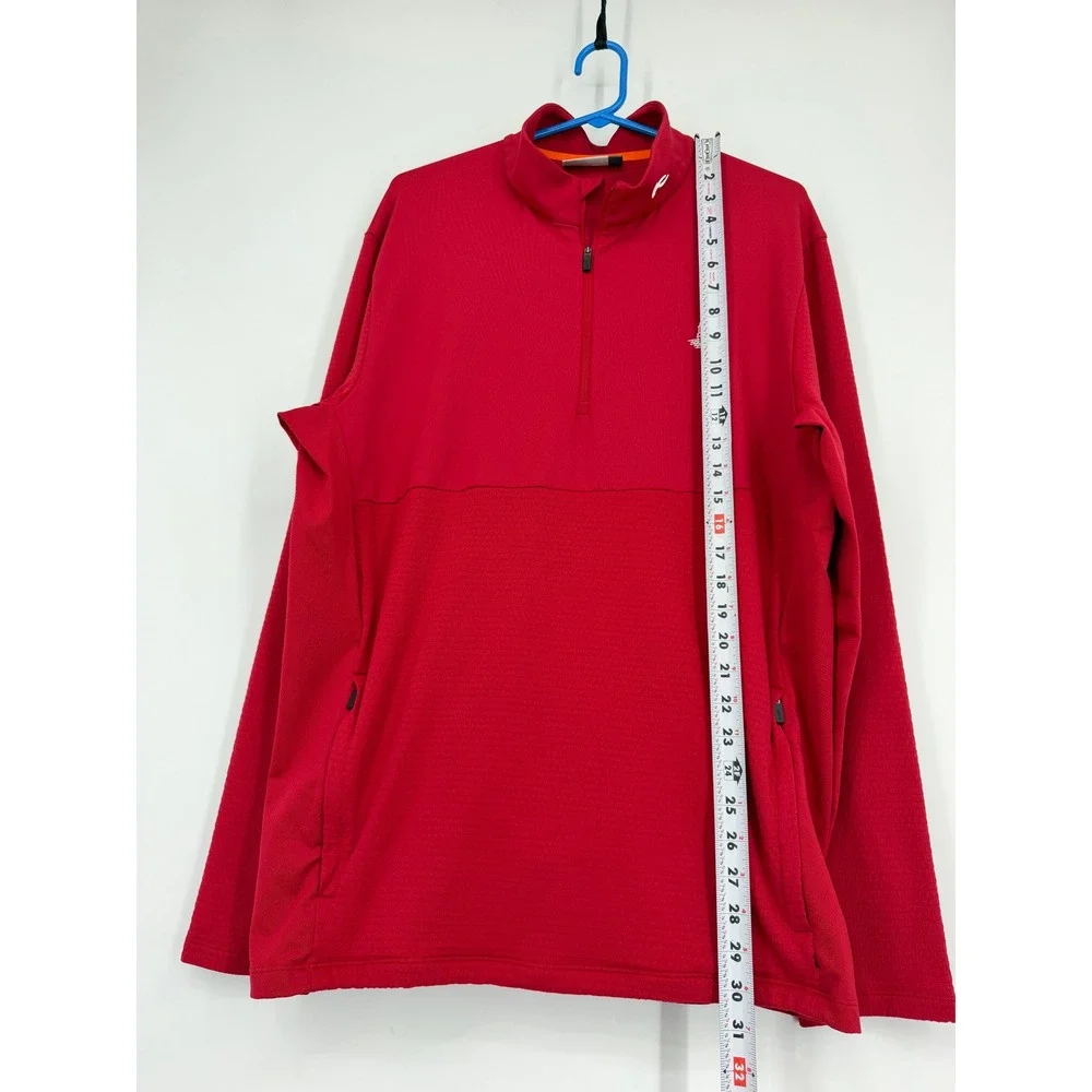 KJUS Mens Red Waffle Knit Quarter Zip Pullover Technical Golf Sweater Logo 2XL